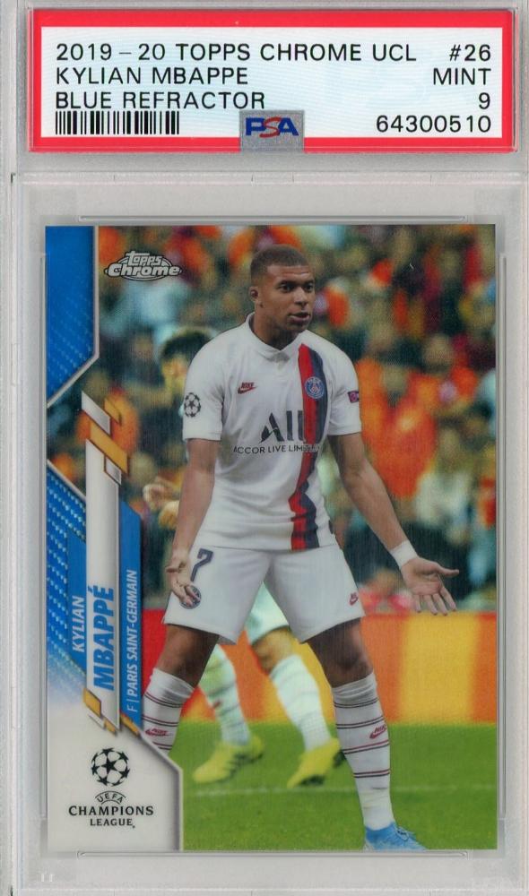 2019-20 Topps Chrome UEFA Champions League Kylian Mbappe Paris Saint-Germain Base Blue PSA 9 card 110 of 150