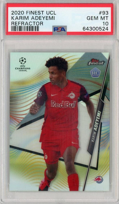2020-21 Topps Finest UEFA Champions League Karim Adeyemi base refractor trading card graded PSA 10