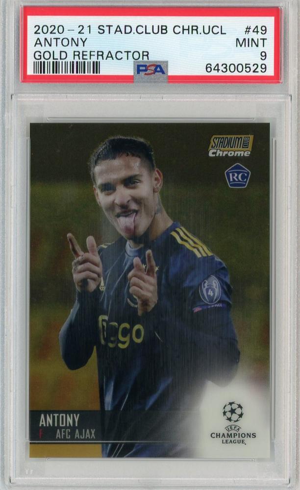 2020-21 Topps Stadium Club Chrome UEFA Champions League AFC Ajax Antony Base Gold PSA 9 RC card parallel 16 of 50
