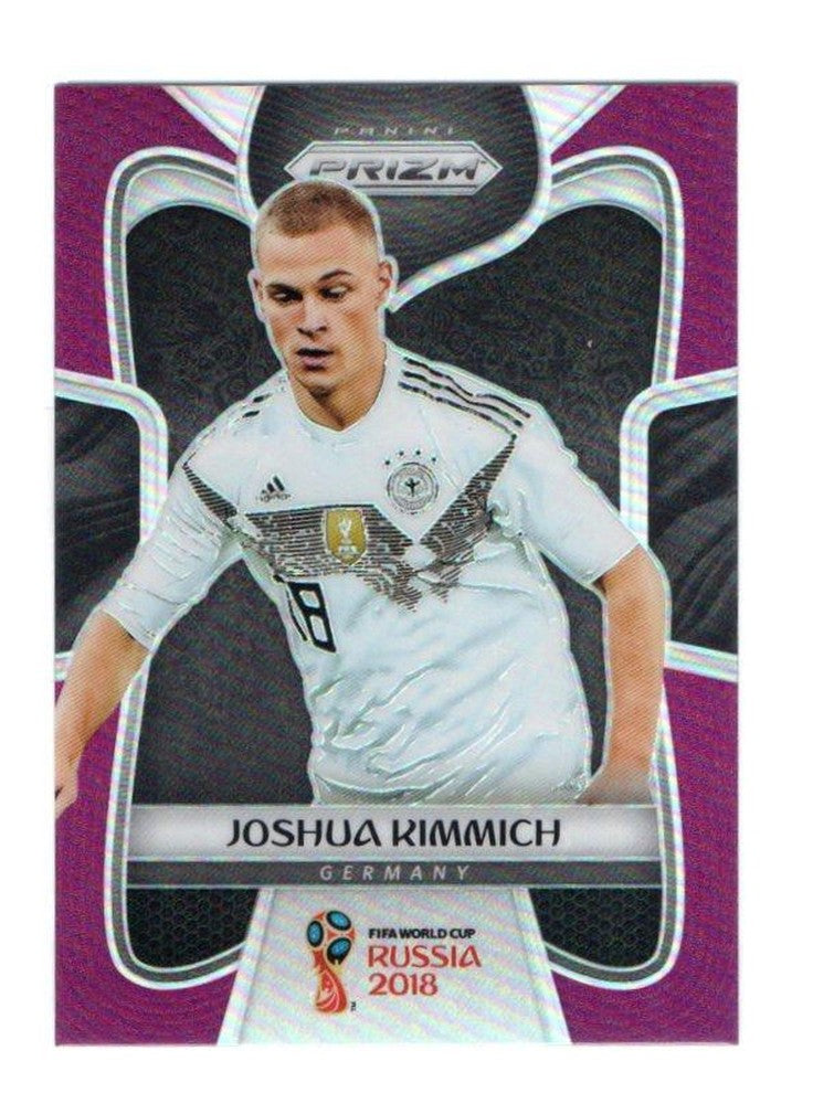 2018 PANINI Prizm World Cup Soccer Joshua Kimmich Purple card numbered 82 out of 99 with minor stain on back