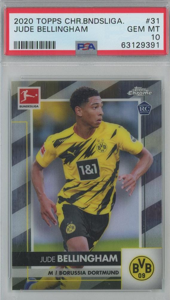2020 Topps Chrome Bundesliga Jude Bellingham rookie card serial number 31PSA10 Borussia Dortmund