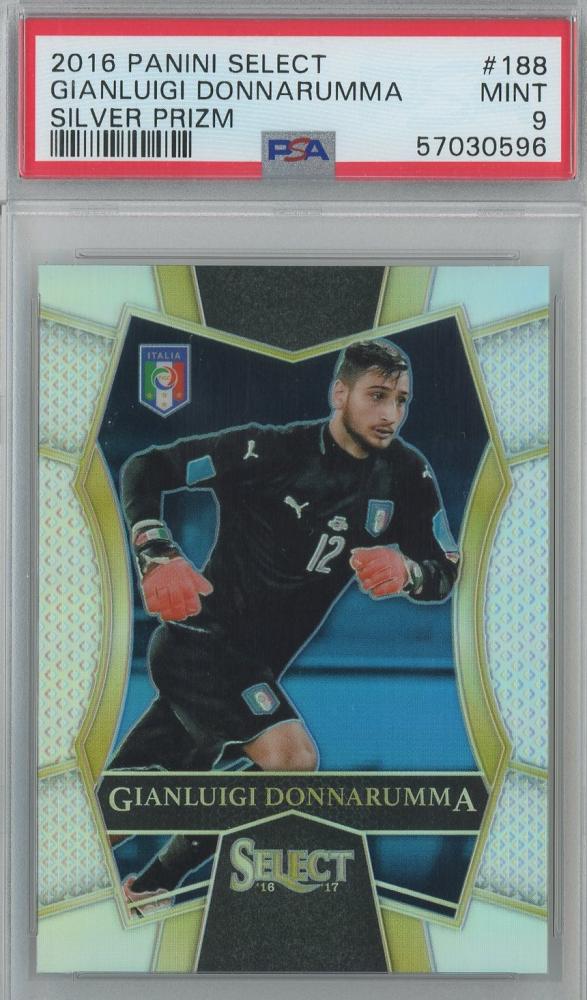 2016 Panini Select Gianluigi Donnarumma rookie card Silver Prizm graded PSA9 from Italia series