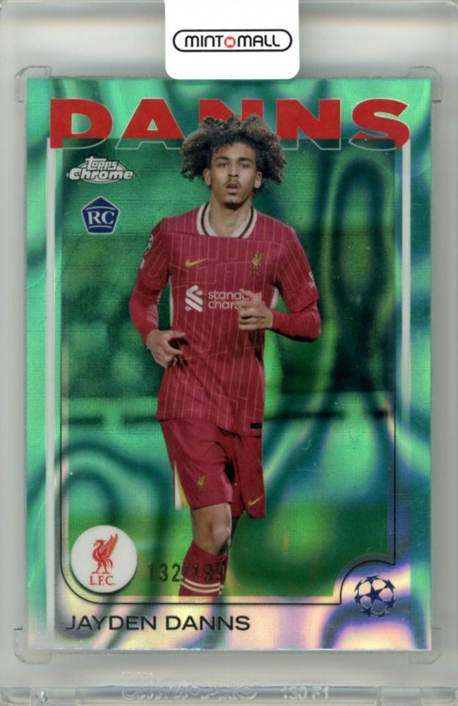2024-25 Topps Chrome UEFA Club Competitions Soccer Hobby Card Jayden Danns #193 RC Aqua Lava Refractor Liverpool FC
