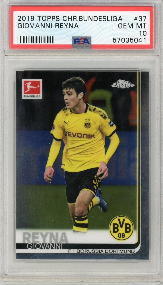 2019-20 Topps Chrome Bundesliga Giovanni Reyna rookie card graded PSA10 showing front design