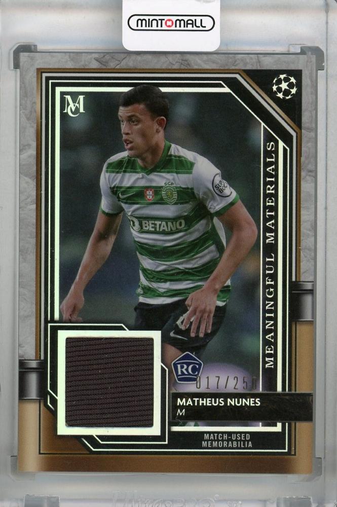 2021-22 Topps Museum Collection UEFA Champions League card of Matheus Nunes with serial number 017 out of 250