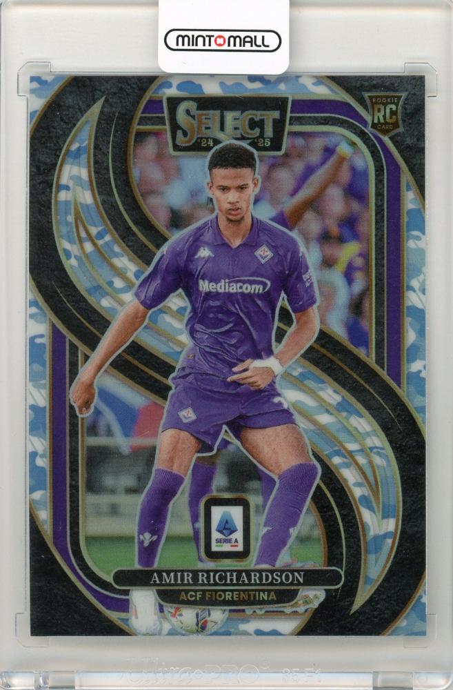 2024-25 Panini Select Serie A Soccer trading card featuring Amir Richardson in Winter Camo19/30 design for ACF Fiorentina