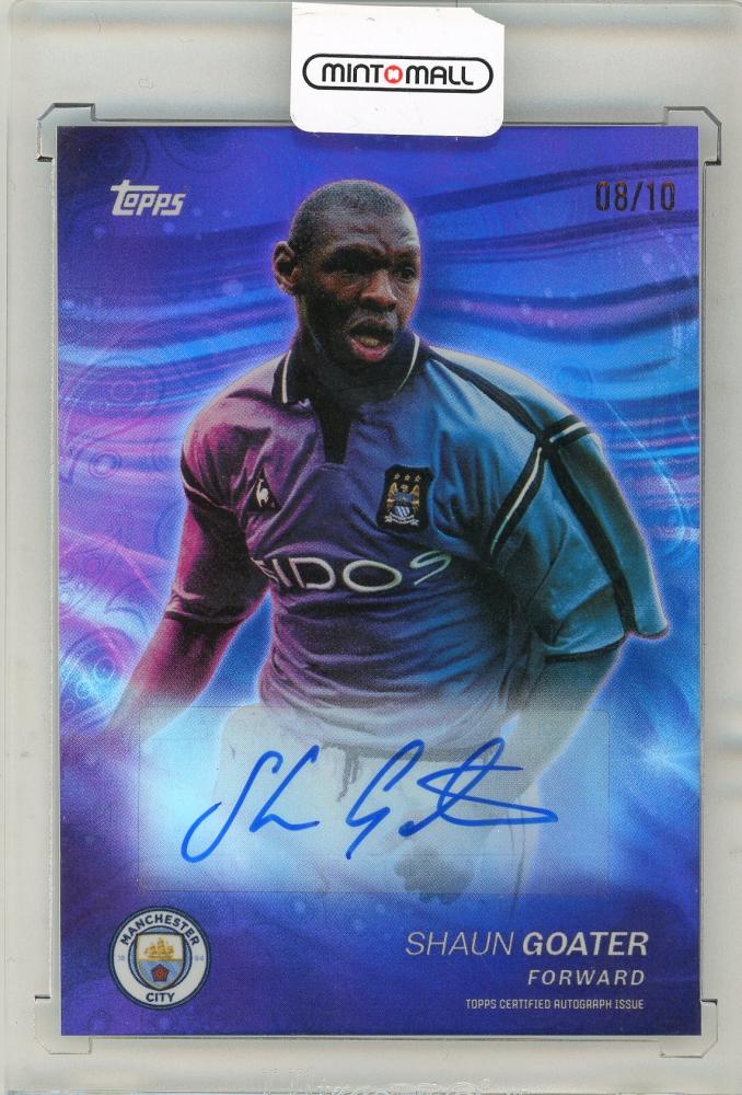 2024 Topps Manchester City Shaun Goater Autograph trading card numbered 08 out of 10 in mint condition