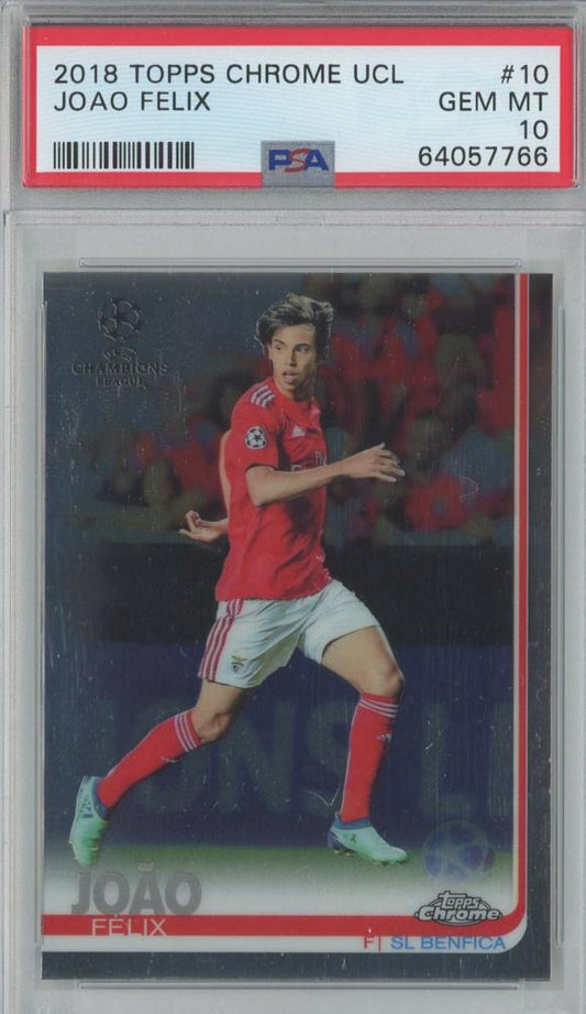 2018 Topps Chrome UCL trading card of Joao Felix #10 PSA10 from SL Benfica