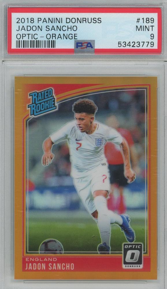 2018 Panini Donruss Jadon Sancho Optic-Orange #18980/99 PSA9 trading card from England
