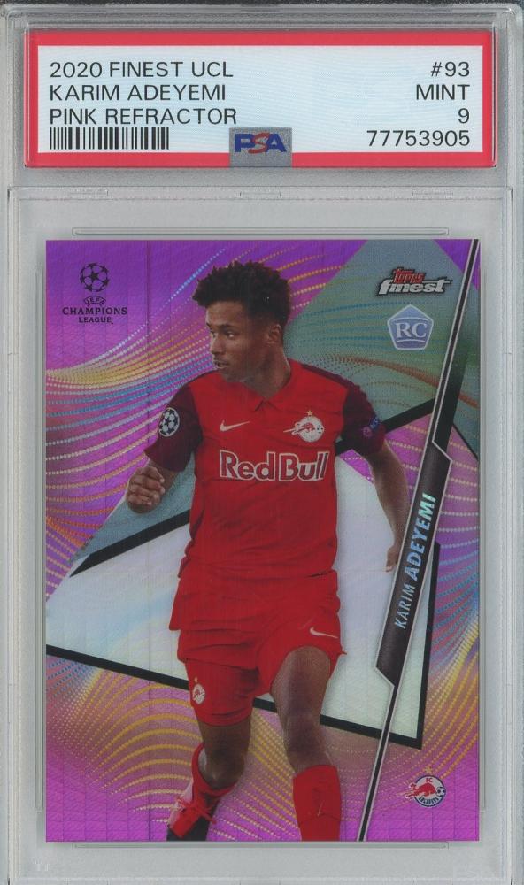 2020 Finest UCL Karim Adeyemi rookie card Pink Refractor serial 117 of 125 graded PSA9 FC Salzburg