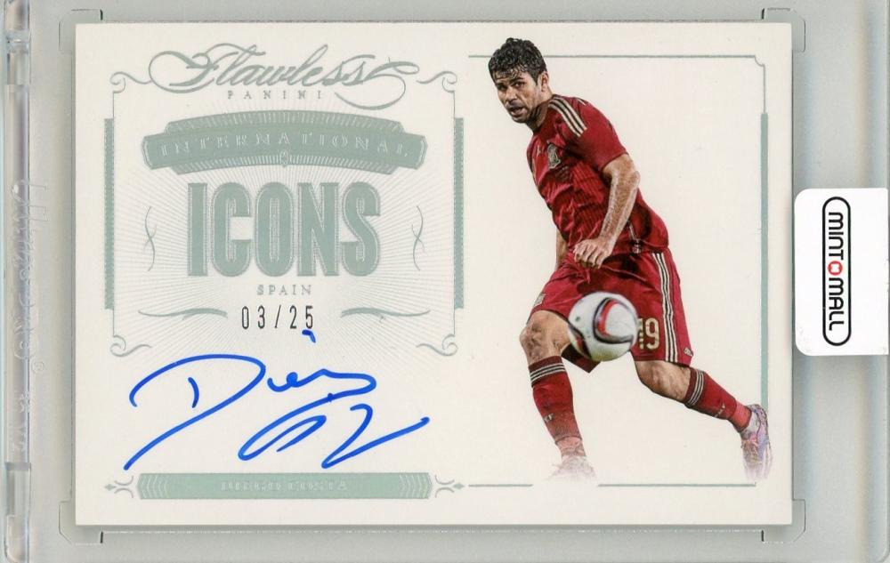 2016 Panini Flawless Diego Costa International Icons Signatures on card serial number 3/25 Spain trading card