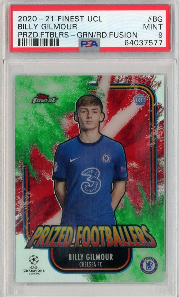 2020-21 Topps Finest UEFA Champions League Chelsea FC Billy Gilmour Parallel trading card PSA 9
