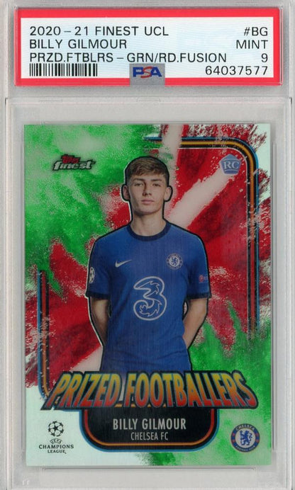 2020-21 Topps Finest UEFA Champions League Chelsea FC Billy Gilmour Parallel trading card PSA 9