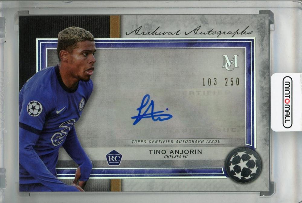 2020-21 Topps Museum Collection Chelsea FC Tino Anjorin Archival Autographs card number 103 of 250 with minor stain on back