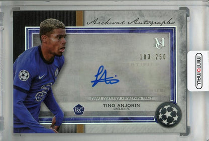 2020-21 Topps Museum Collection Chelsea FC Tino Anjorin Archival Autographs card number 103 of 250 with minor stain on back