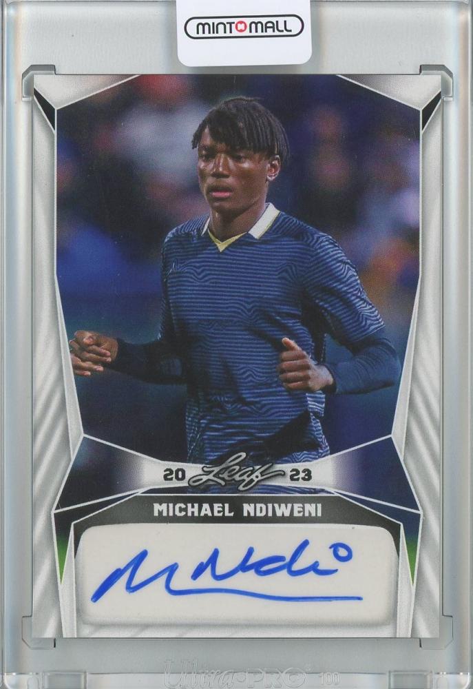2023 Leaf Soccer trading card of Michael Ndiweni with autograph and used condition