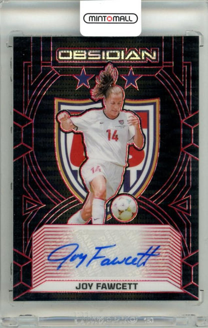 2024-25 Panini Obsidian Soccer card featuring Joy Fawcett #99-JOY Electric Etch Red Pulsar Parallel
