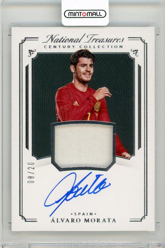 2018 Panini National Treasures Alvaro Morata Century Collection autograph trading card, serial 8 of 20
