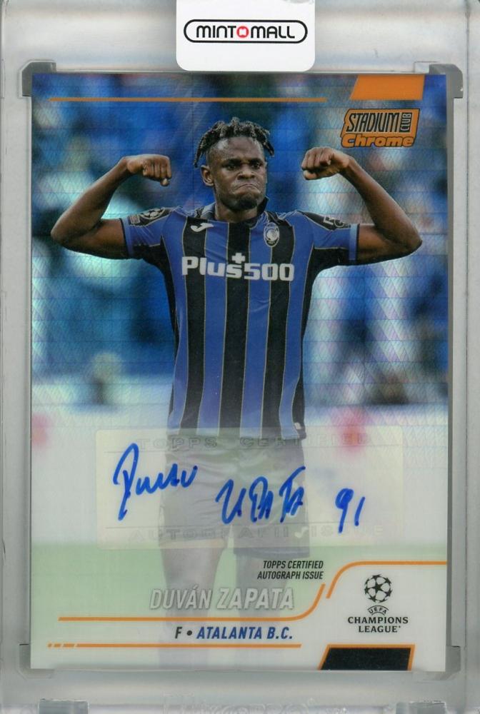 2021-22 Topps Stadium Club Chrome UEFA Champions League Duvan Zapata Orange Wave autograph card