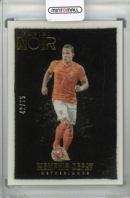 2016-17 Panini Noir trading card of Memphis Depay from Netherlands team, serial number 42 out of 75