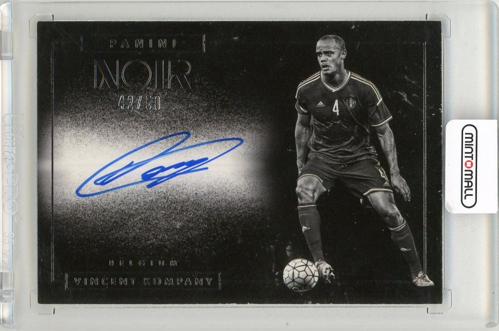 2016-17 Panini Noir Vincent Kompany autographed black and white trading card numbered 42 out of 50