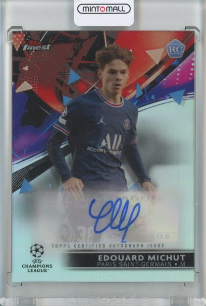 2021-22 Topps Finest UEFA Champions League Edouard Michut Base Autographs card from Paris Saint-Germain FC