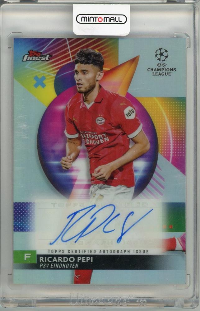 2023-24 Topps flnest trading card of Ricardo Pepi with autograph from PSV Eindhoven
