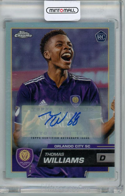 2022-2023 Topps Chrome Thomas Willams autographed trading card with Orlando City logo