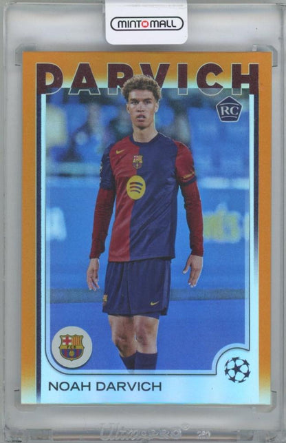 2024-25 TOPPS UEFA Club Competitions Orange Foilboard card #148 featuring Noah Darvich of FC Barcelona