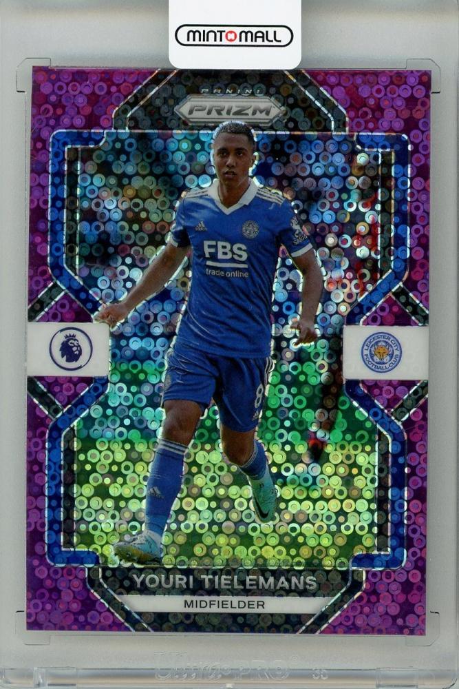 2022-23 PANINI Prizm English Premier League Youri Tielemans Purple Prizms Breakaway trading card number 16 of 25 from Leicester City