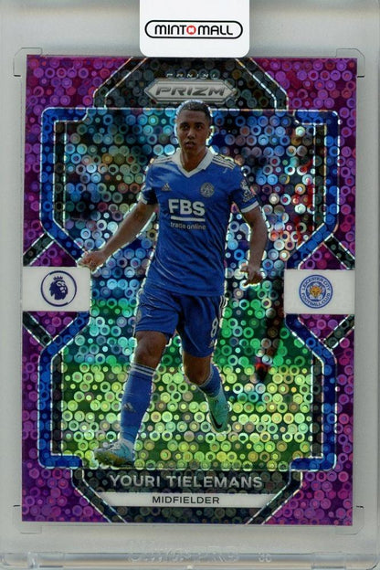 2022-23 PANINI Prizm English Premier League Youri Tielemans Purple Prizms Breakaway trading card number 16 of 25 from Leicester City
