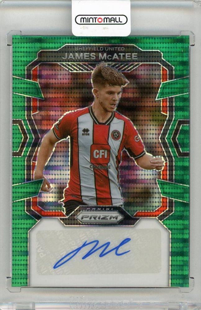 2023-24 PANINI Prizm EPL James McAtee Signatures Green Pulsar card #27 Sheffield United