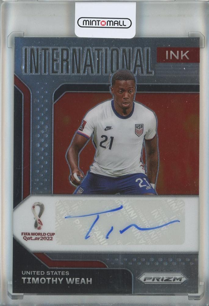 2022 Panini Prizm World Cup Soccer card featuring Timothy Weah with INK #I-TW autograph