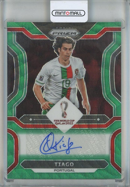 2022 Panini Prizm World Cup Soccer card Tiago Green Wave Prizms #S-TGO with autograph Portugal