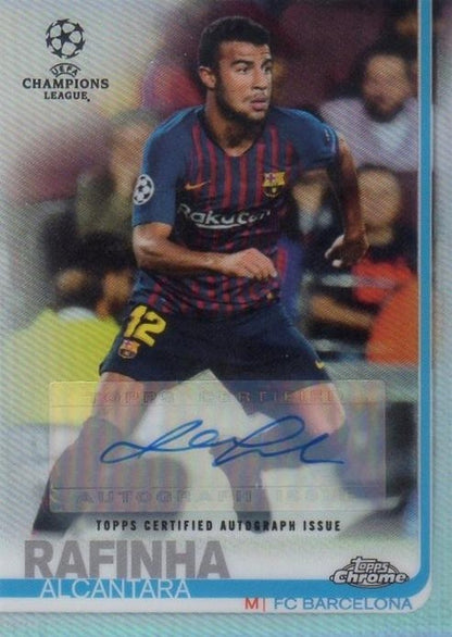 2018-19 Topps Champions League Chrome trading card featuring Rafinha Alcantara autograph