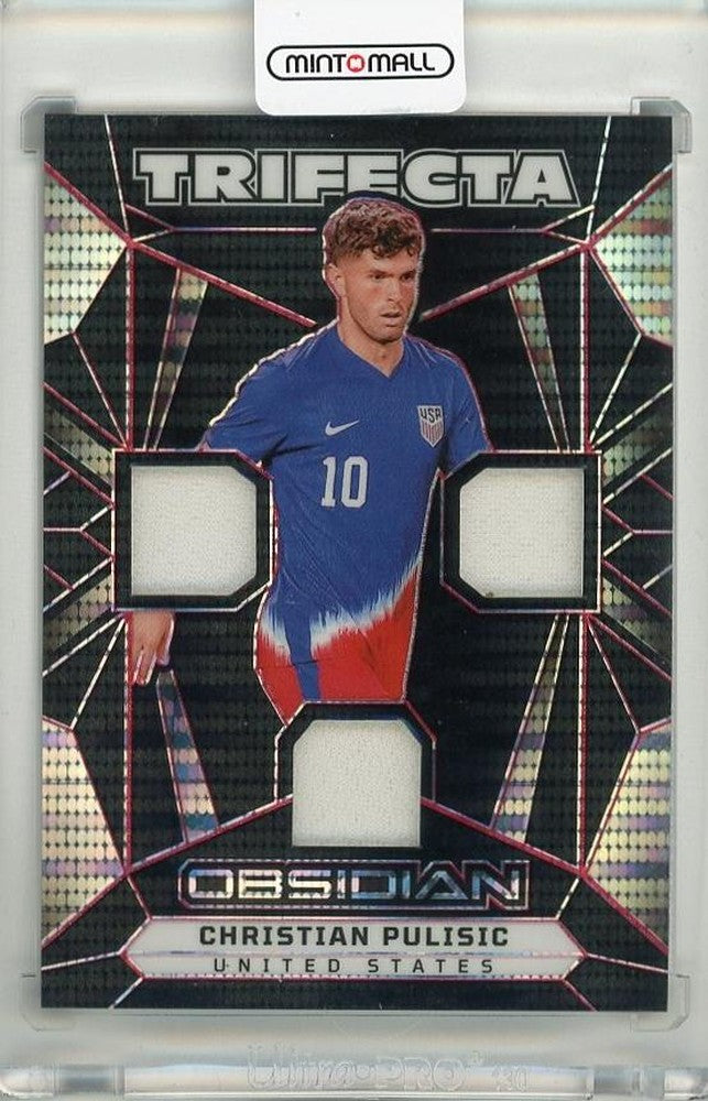 2024-25 Panini Obsidian Christian Pulisic Trifecta Material Electric Etch Red Pulsar trading card #1938/49