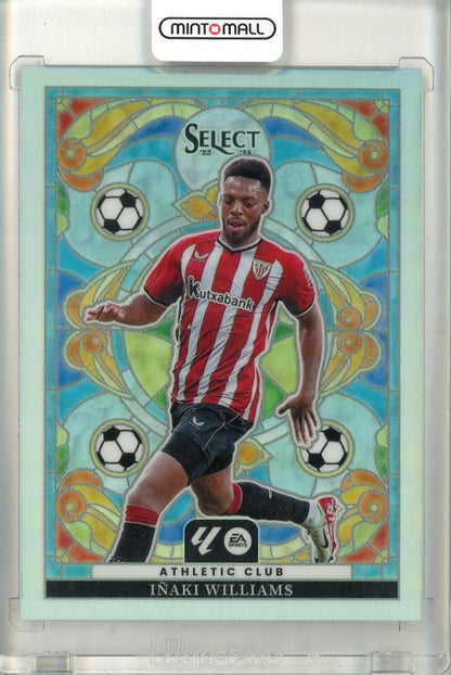 2023-24 Panini Select La Liga Soccer trading card of Inaki Williams #10 with stained glass design Athletic Club Bilbao