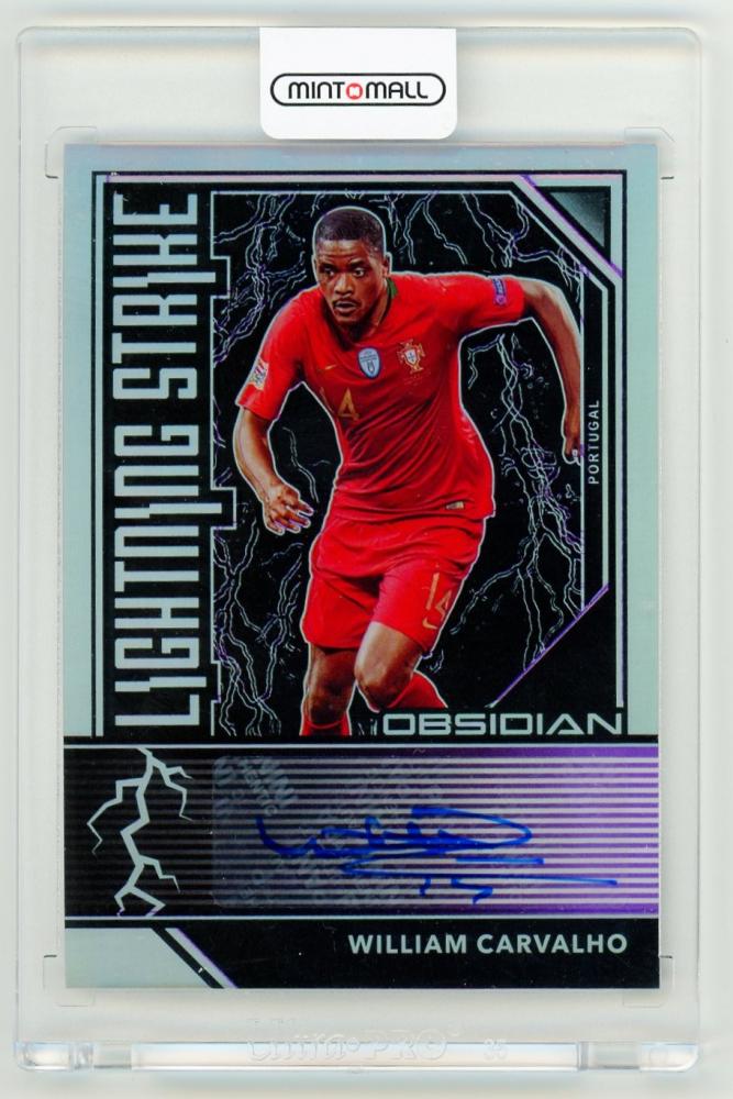 2019-20 PANINI Obsidian Lightning Strike Autographs Purple Electric Etch William Carvalho trading card