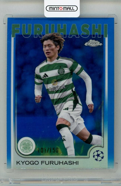 2024-25 TOPPS Chrome UEFA Club Competitions Kyogo Furuhashi Blue Refractors card #140101/150 Celtic FC