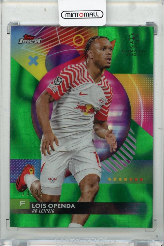 2023-24 TOPPS Finest UEFA Club Competitions Lois Openda Green Lava Refractors trading card number 7213 of 99 featuring RB Leipzig
