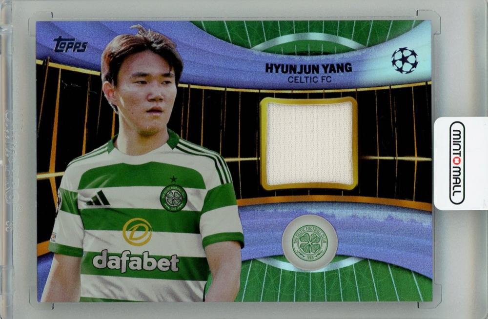 2024-25 TOPPS UEFA Club Competitions Hyunjun Yang Relics Purple Foilboard card from Celtic FC