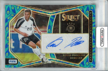 2023-24 PANINI SELECT FIFA Lukas Podolski trading card with handwritten signature