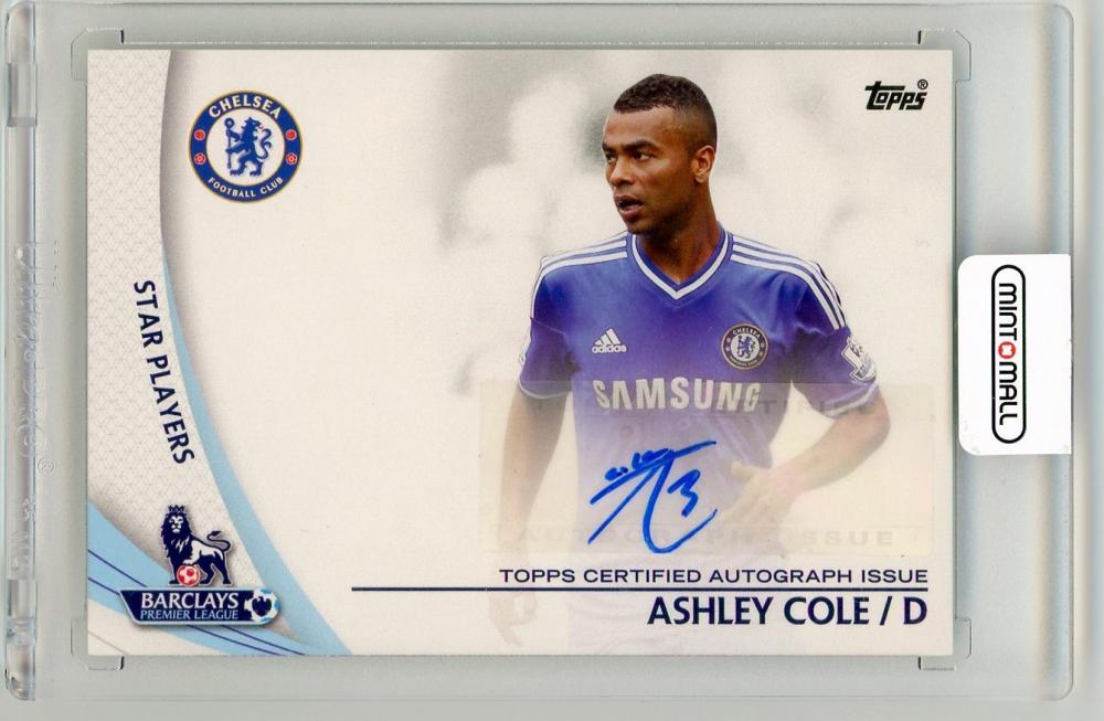 2013-14 Topps Premier Gold Ashley Cole Autographs SP-AC collectible card featuring Chelsea FC logo