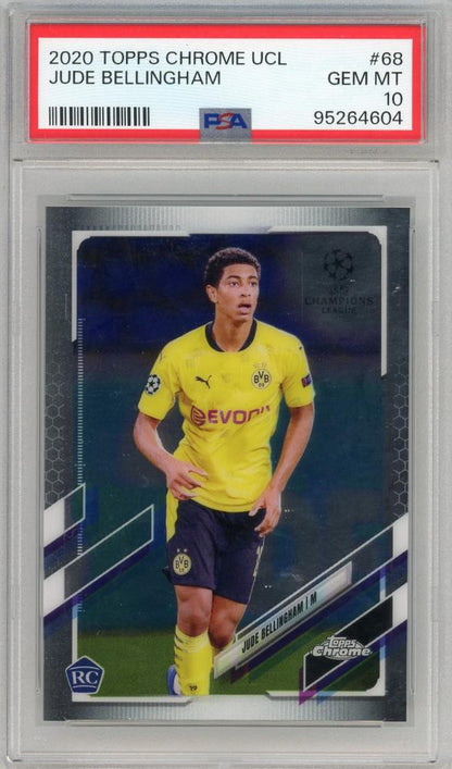 2020-21 Topps Chrome UEFA Champions League Jude Bellingham rookie card graded PSA 10 with Borussia Dortmund