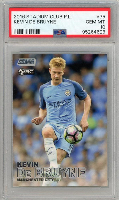 2016 Topps Stadium Club Premier League Kevin De Bruyne rookie card graded PSA10 from Manchester City