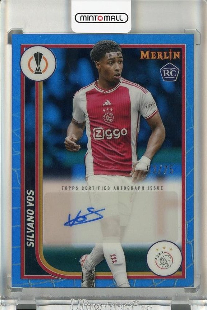 2023-24 Topps Merlin UEFA Club Competitions Silvano Vos autographed Blue Refractors rookie card #AHSV53/75