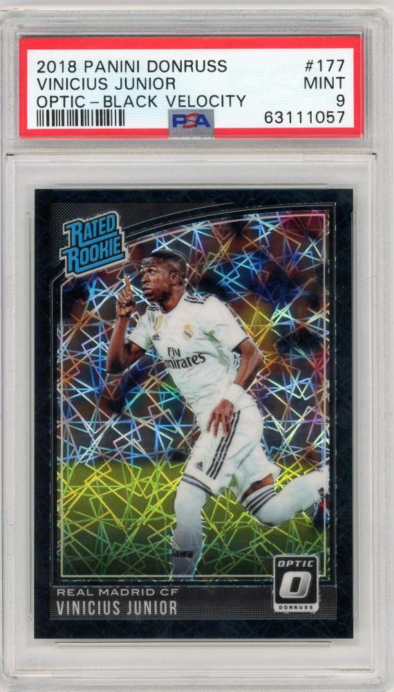 2018-19 Donruss Soccer Cards Vinicius Junior numbered 17 of 25 graded PSA9 from Real Madrid