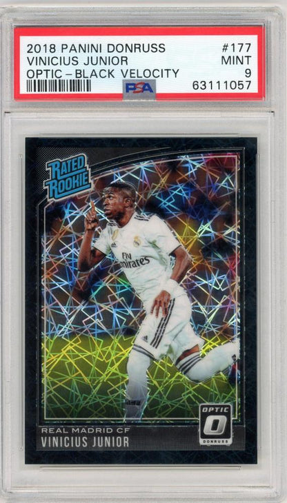2018-19 Donruss Soccer Cards Vinicius Junior numbered 17 of 25 graded PSA9 from Real Madrid