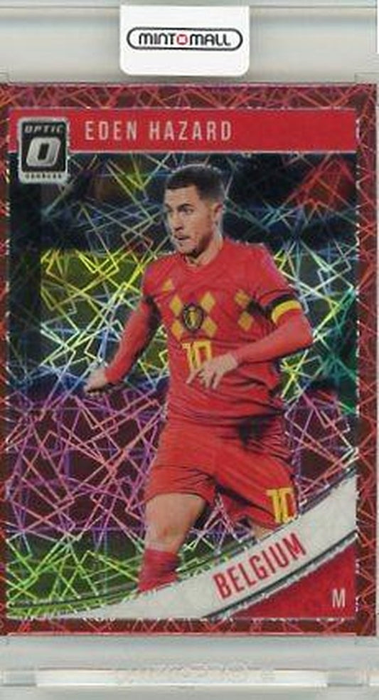 2018-19 Panini Donruss Eden Hazard Red Velocity trading card numbered 14 out of 50