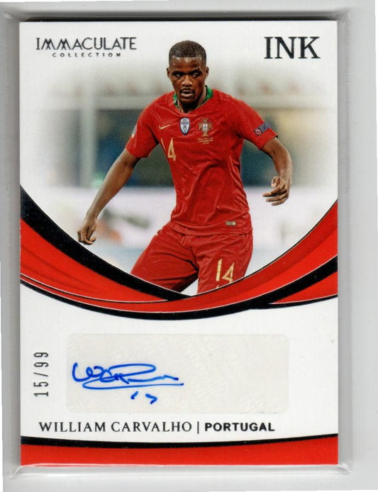 2018-19 PANINI Immaculate Collection Autograph card featuring William Carvalho serial number 15 of 99